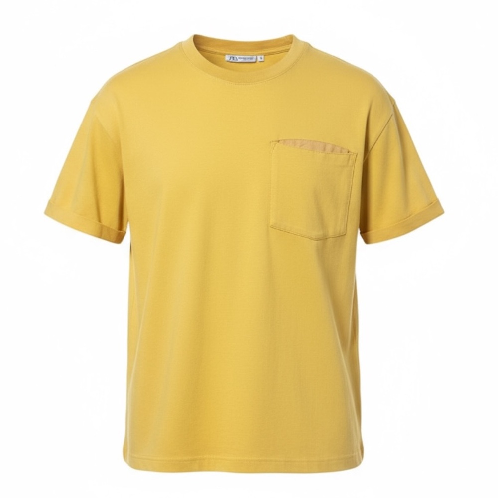 ☀️ Zara‎ Man Yellow Pocket Tee 🐝 Size Large